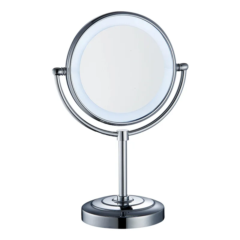

LED light chrome bathroom mirror, telescopic beauty mirror, men's makeup mirror, creative rotation