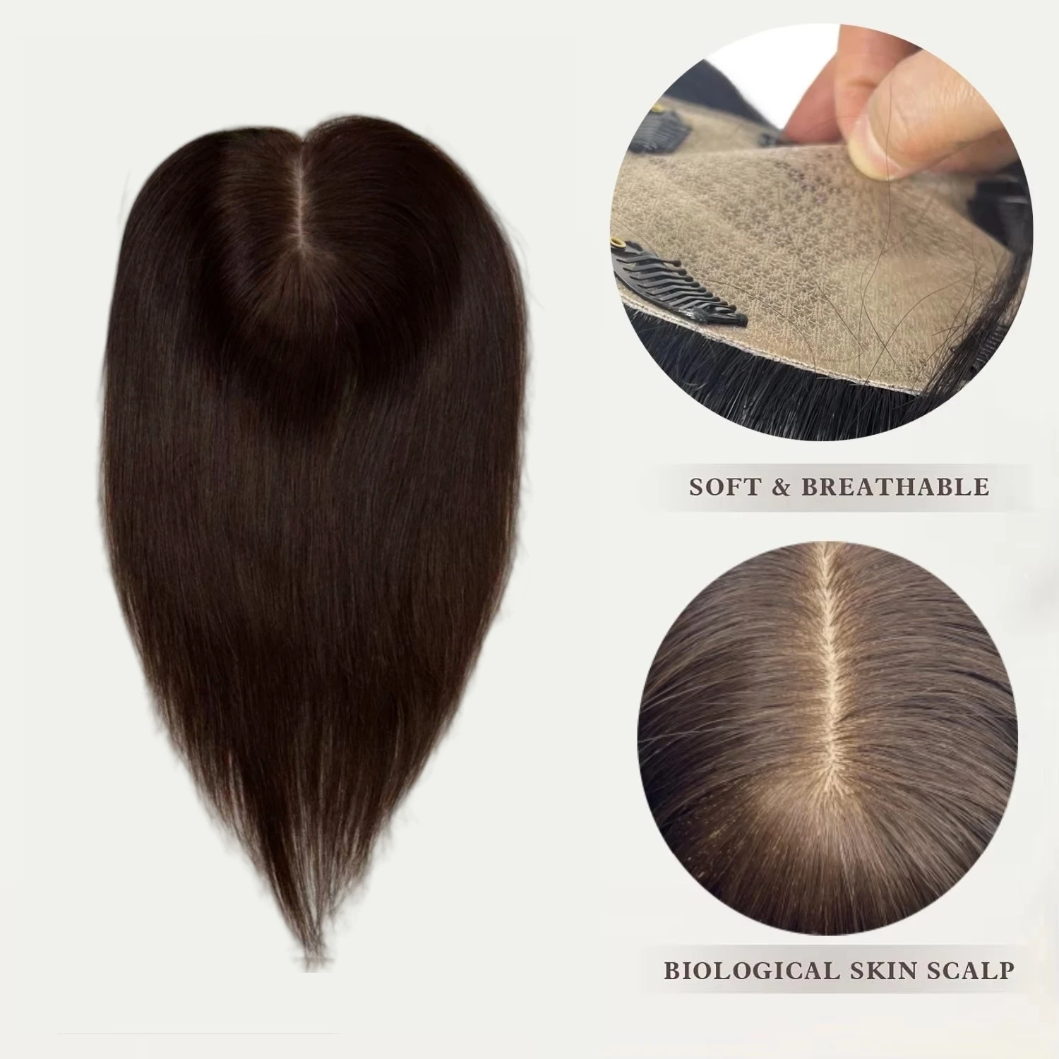 Silk Base Human Hair Toppers for Women Free Parting 8-16inch Long Hair Topper for Thinning Hair Clips on Hairpieces Extensions