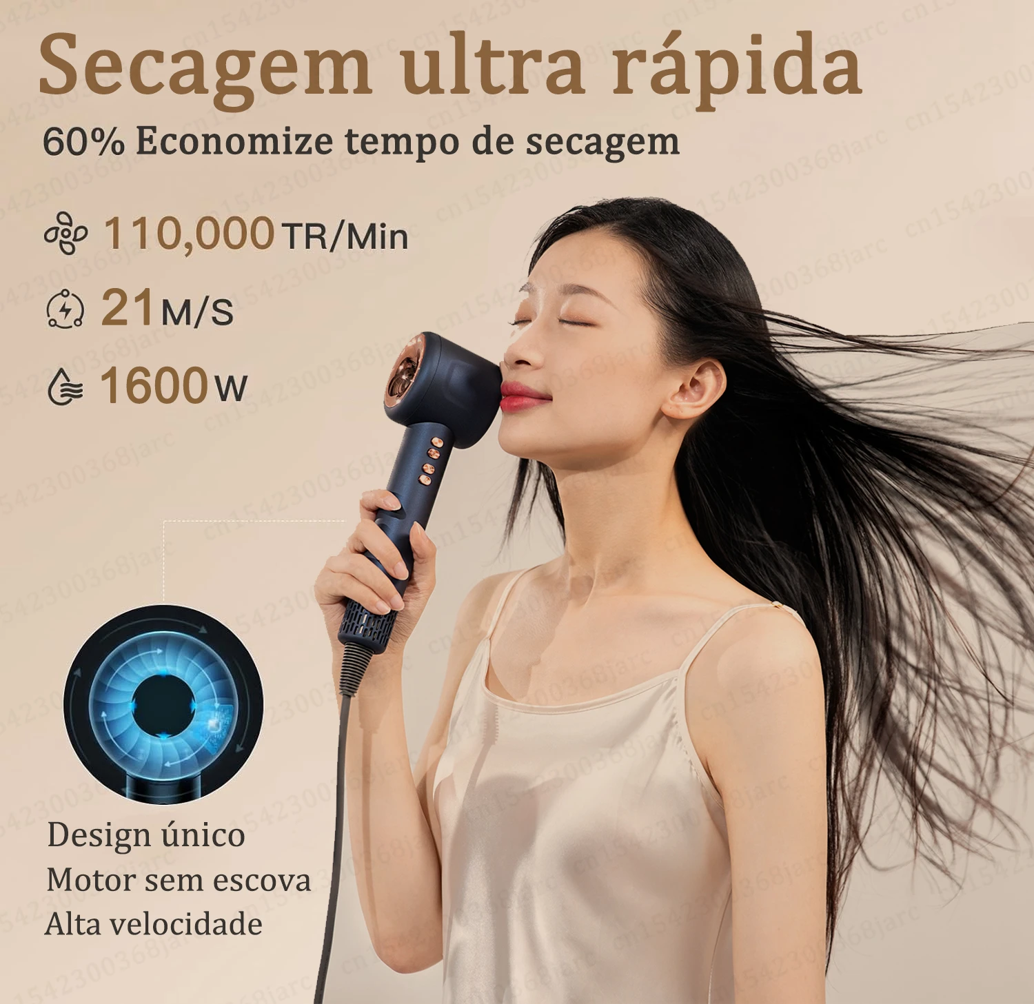 Super secador de cabelo 220v sem folhas de pessoal cuidados — foto 2