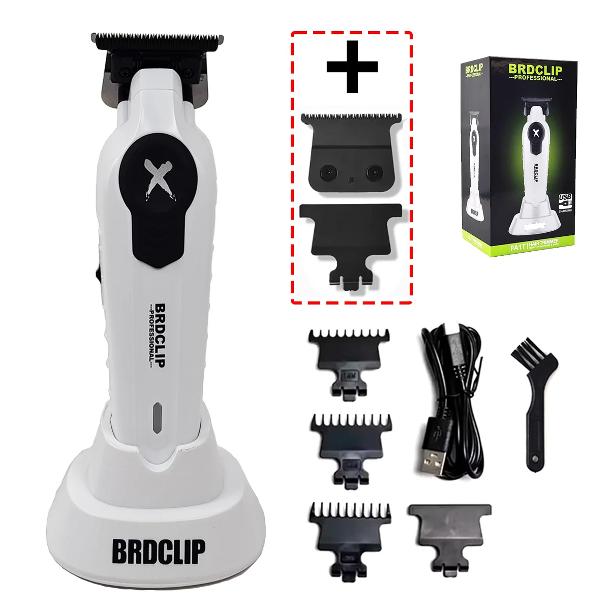 Neues Upgrade 7700 U/min BRDCLIP FA1T Weißer professioneller Haarschneider Barber Gradient 1600 mAh elektrischer Haarschneider mit Ladestation