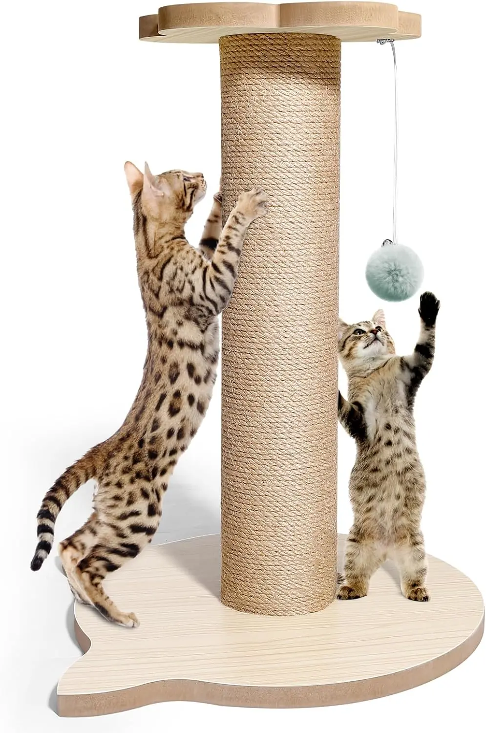 

18” Tall Cat Tree for Kittens, Jute Scratching Post with Hanging Ball for Kitten & Adult Cats, Small Cat Tower with Toy