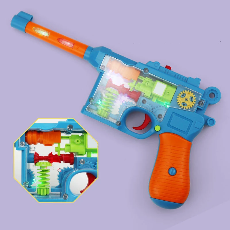 Kinder Elektrische Pistole Spielzeug Simulation Modell Licht Transparent Jungen Und Mädchen Teleskop Vibration Pistole Modell Spielzeug Für Kinder Geschenk