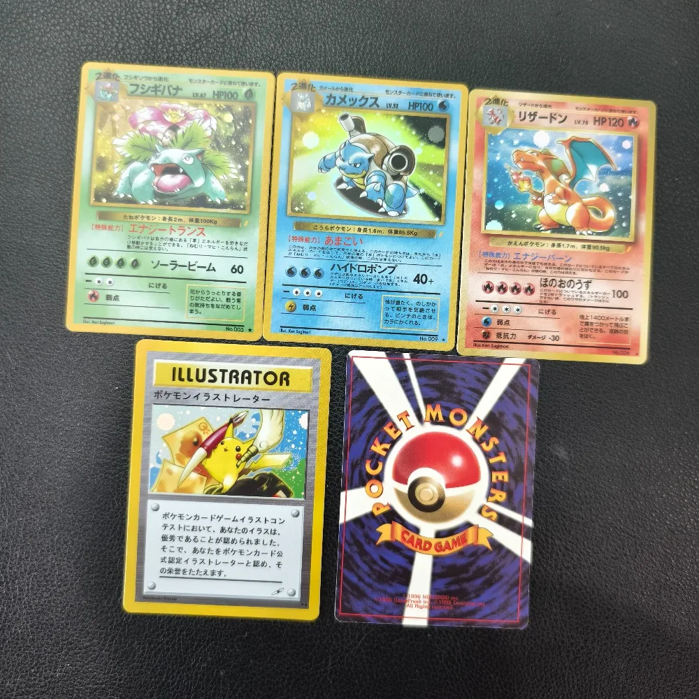 DIY Anime Pocket Japanese Version PTCG First Generation Cake Classic Game Cards 5pcs/set Charizards Blastoise Collection Card