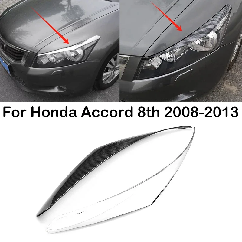 

New！ For Honda Accord 8th 2008-2013 ABS Carbon Fiber Car Headlight Eyebrow Cover Trim Headlight Eyebrow Eyelid Cover Trim Sticke