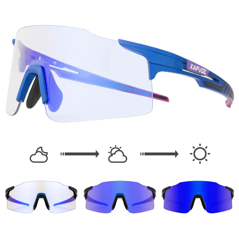 2024 Photochromic Men Women Cycling Glasses Sport Running Fishing Sunglasses MTB Road Bike Discoloration Goggles Bicycle Eyewear