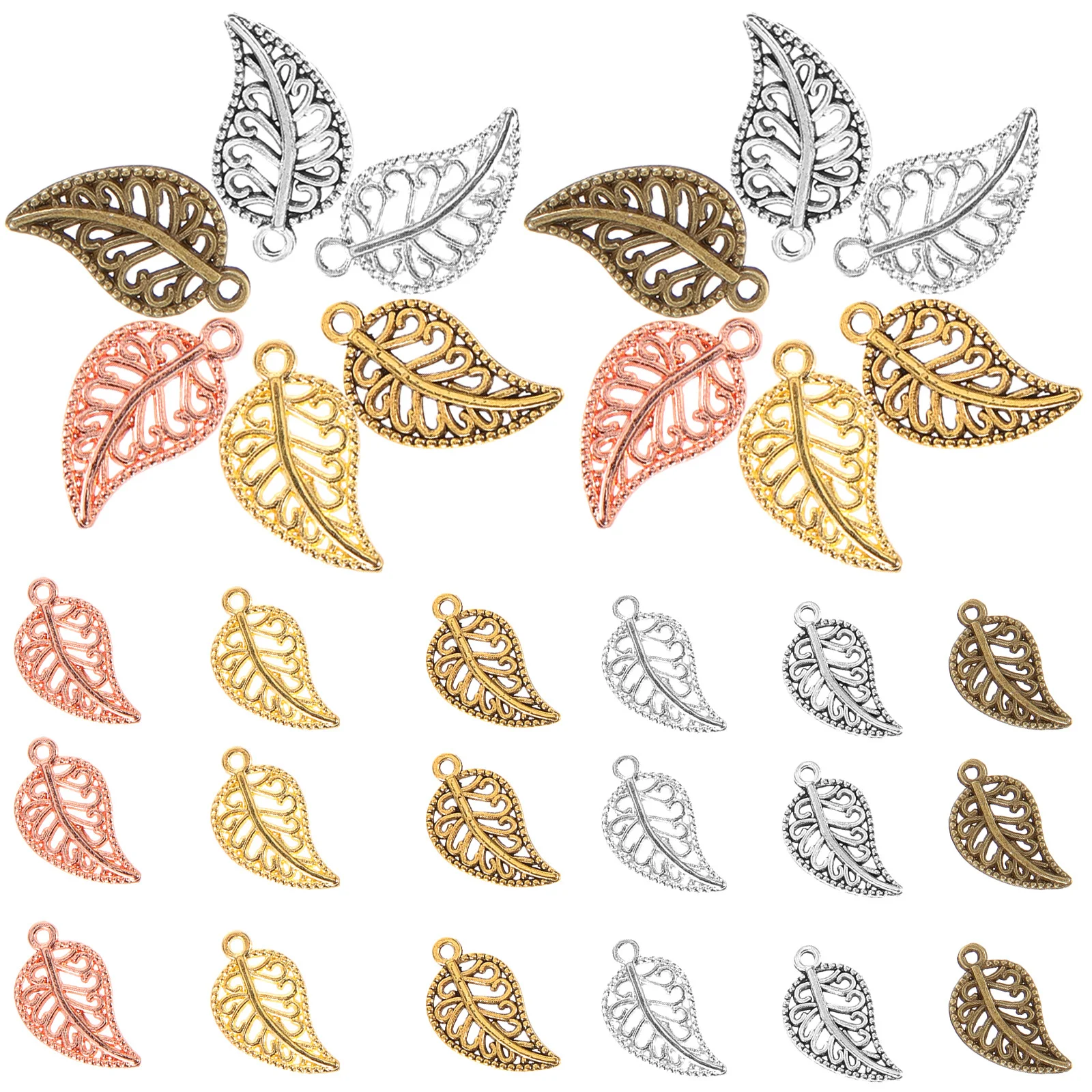 

300pcs Alloy Leaf Charms Lightweight Diy Jewelry Making Findings For Necklace Earring Keychain Craft Hollow Pendant Handmade