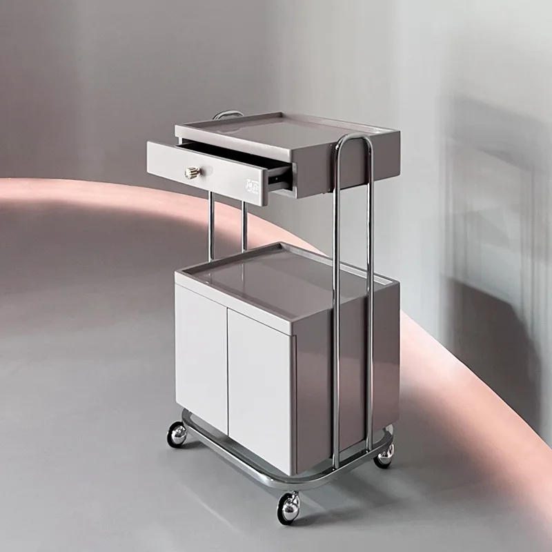 

GJ non-embroidered light luxury beauty salon cart skin management tool cart manicure storage mobile rack
