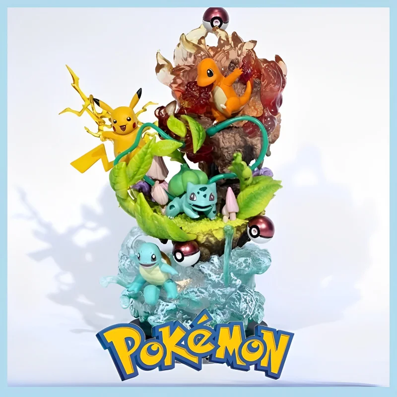 

25cm Pokemon Pikachu Charmander Bulbasaur Squirtle Evolution Pvc Action Model Status Figure Toy Collection Ornament Gift