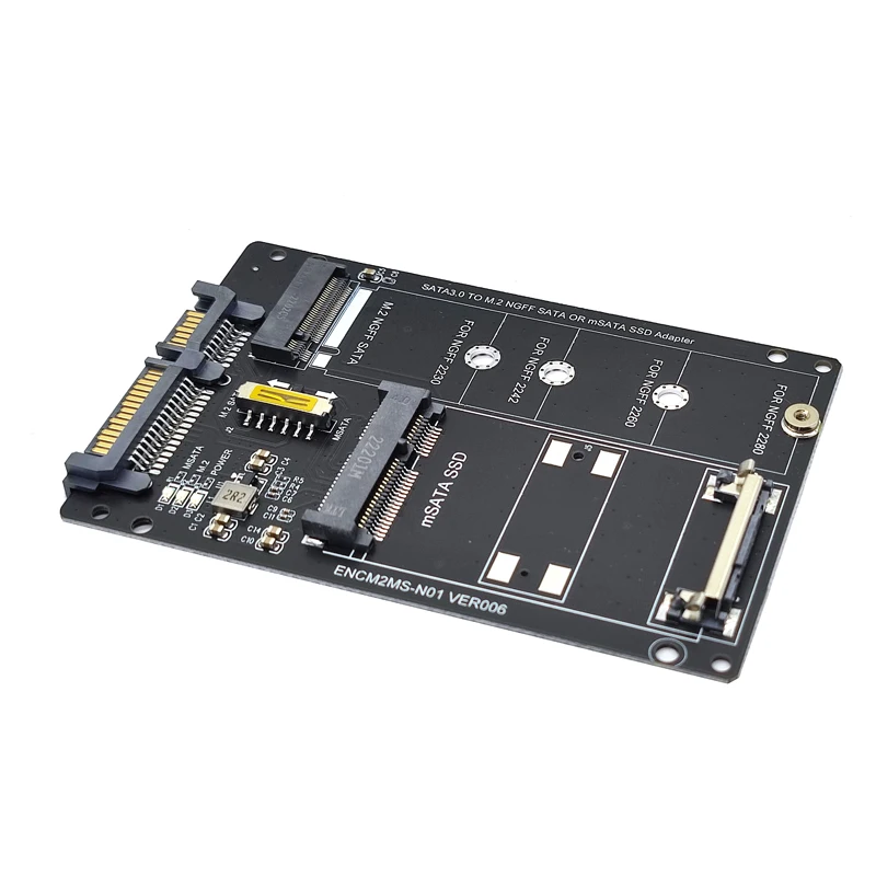 Adaptateur de SSD M2 mSATA, convertisseur M.2 à SATA 3.0 6 go Riser M2 à SATA, carte de 2.5 pouces pour NGFF SSD mSATA