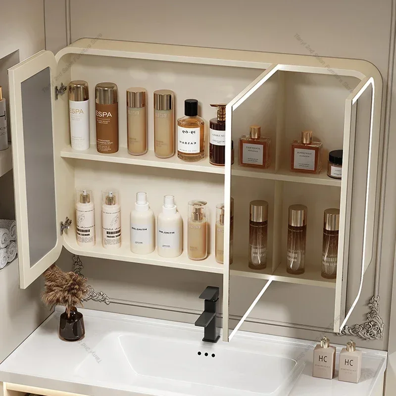 الفضاء الألومنيوم خزائن الحمام الذكية الحائط الشمال متعددة الوظائف مرآة خزائن رفوف ديكور أثاث المنزل #5