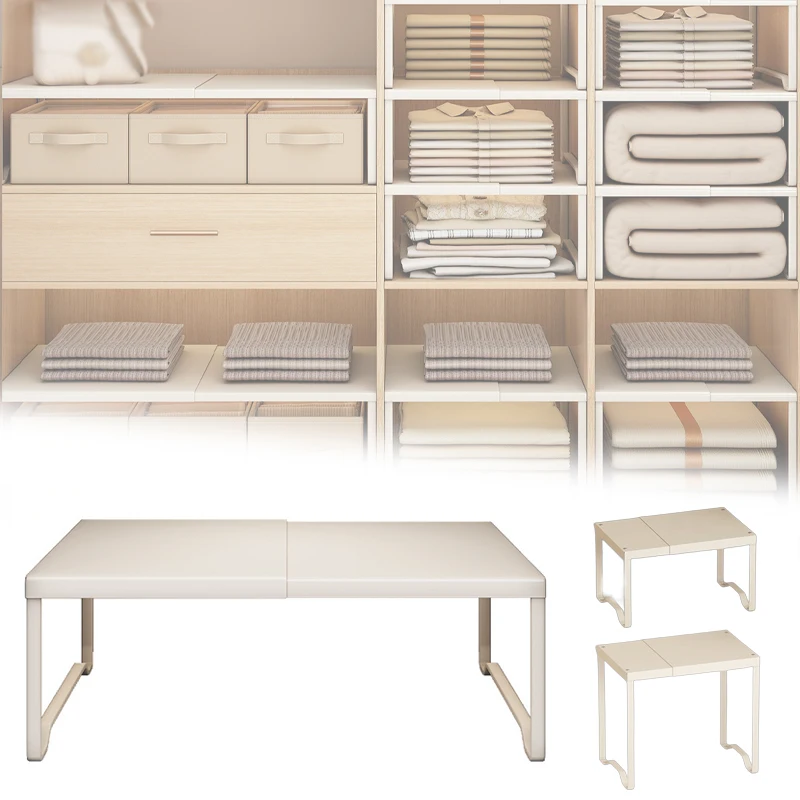 

1PC Carbon Steel Expandable Storage Rack Stackable Organizer for Wardrobe Closet and Kitchen Cabinet Multi Layer Divider Shelf