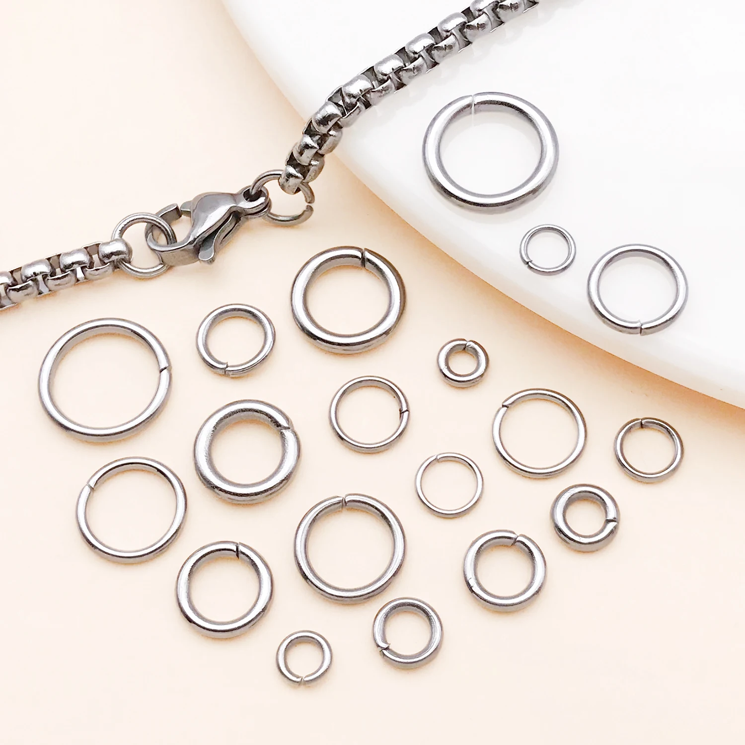 50 Stück 4-10mm Edelstahl Spaltringe Offene Einzelschlaufen Verbindungsringe für DIY Schmuckherstellung Armband Zubehör – Detail 11