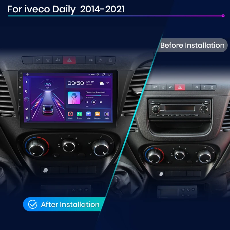 Radio para Auto Junsun con Android Auto para Iveco Daily 2014 2015 2016 2017 2018 2019 2020 2021, Sistema Multimedia Inalámbrico Apple CarPlay, Pantalla Táctil IPS Inteligente, Reproductor de Video Estéreo, Autoradio 2 Din, Navegación, BT, GPS, 4G, WIFI, FM, AM, DSP, RDS, SWC