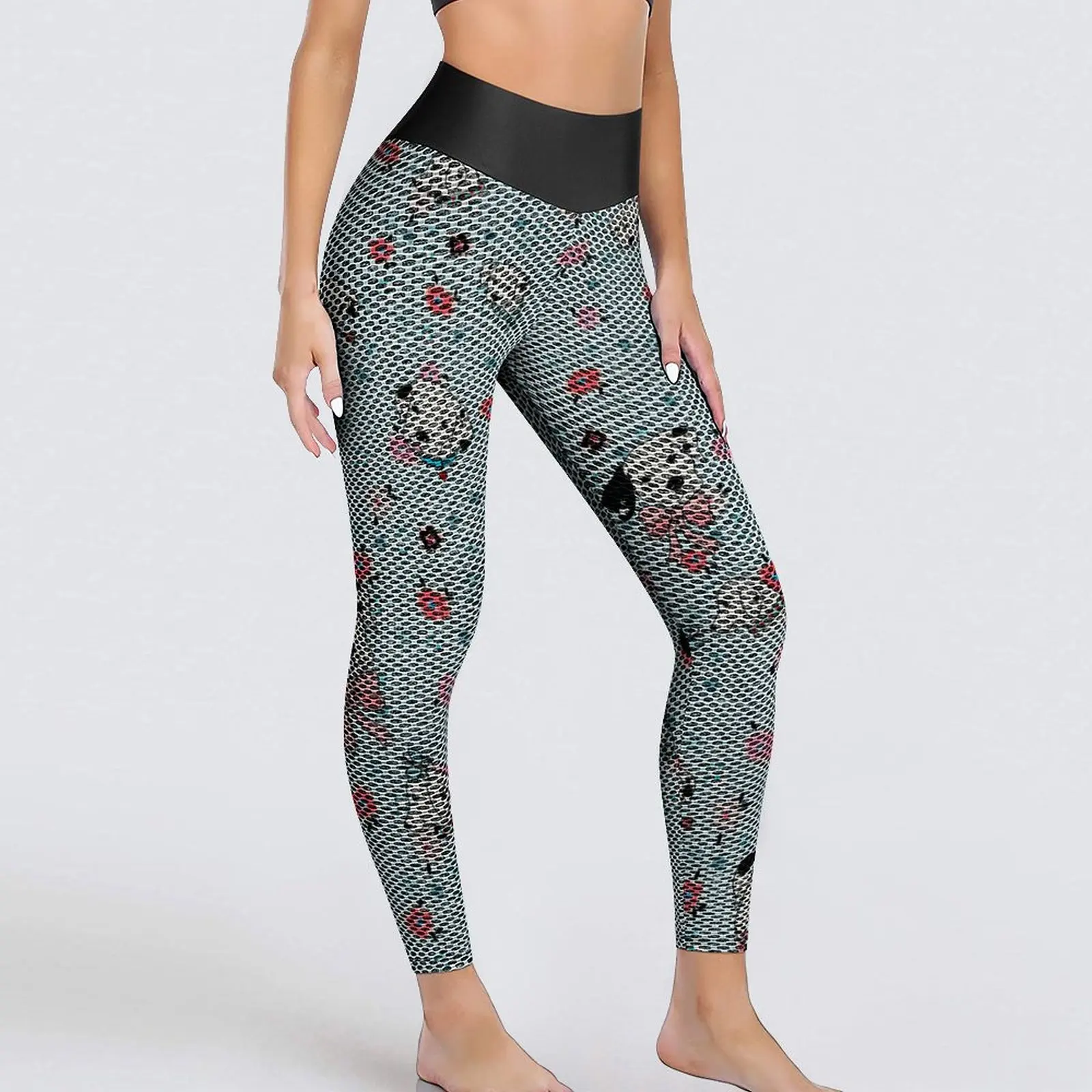 

Cute Dalmatian Puppy Leggings Sexy Floral Print Workout Yoga Pants Push Up Quick-Dry Sports Tights Women Funny Graphic Leggins