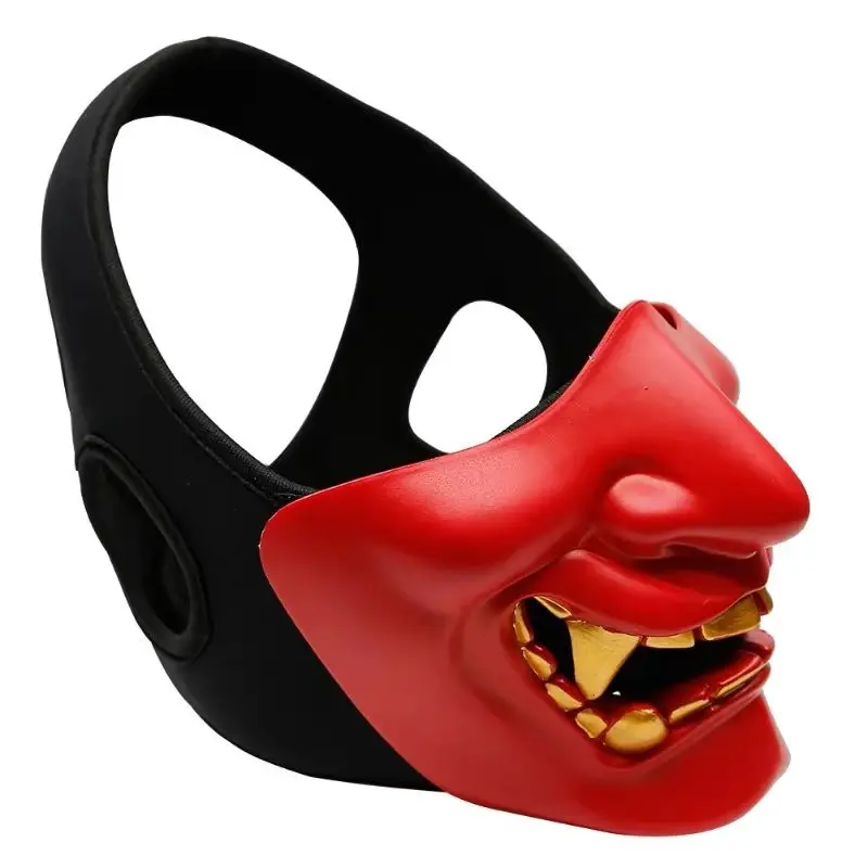 

Halloween Smile Prajna Scary Half Face Tactical Mask TPU Adult Cosplay Mask for Holiday Party Role Play Funny Props
