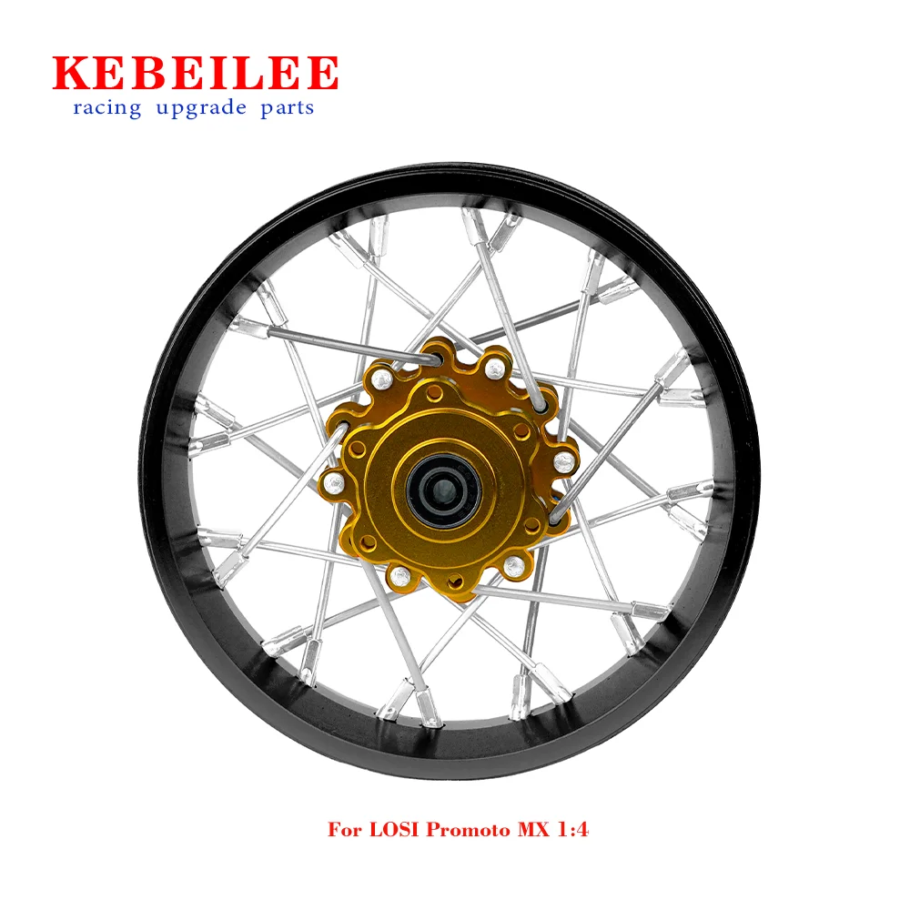 Roda dianteira de alumínio CNC KEBEILEE V2 para motocicleta LOSI Promoto MX 1:4 preta