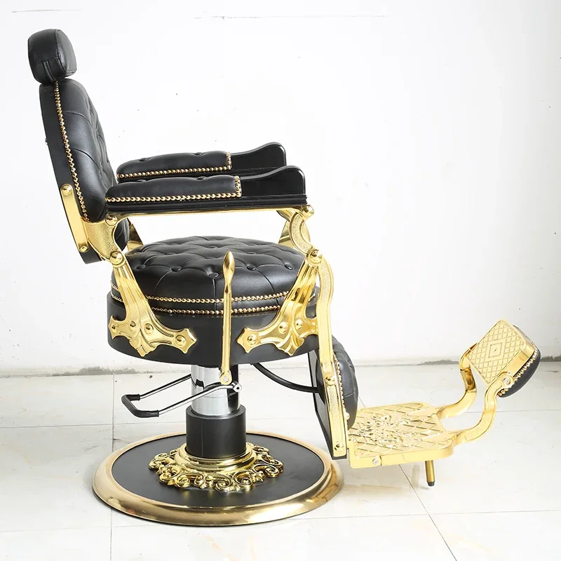 Unique black gold antique classic recliner barber chair