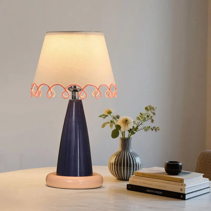 

Creative Nordic Cream Style Bedhead Desk Lamp Designer Cute Color Blocked Decoration Atmosphere Reading Light With Switch