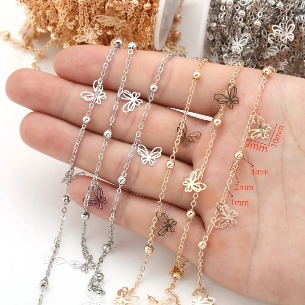 100cm Butterfly Pendant Chain Gold/Silver Copper Making Chain No Fade Bracelet Making Chain Jewelry DIY Making Accessories