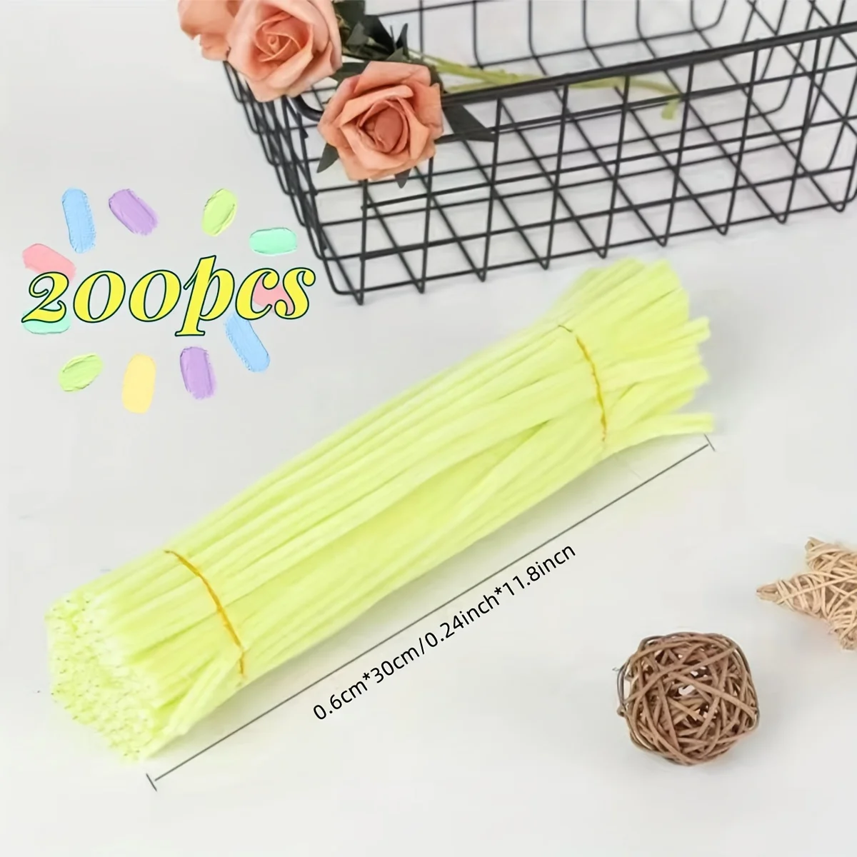 Yellow series Pipe Cleaners Craft Supplies Chenille Stems for Kids DIY Art Craft Projects, 0.6cmX30cm