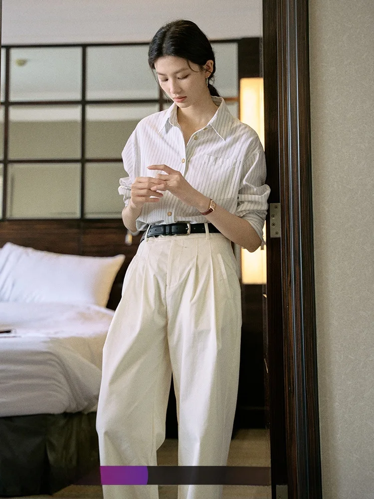 

Jicouture женский полосатый irt Long Sve свободный повседневный топ из хлопка 00% осенняя модная универсальная одежда