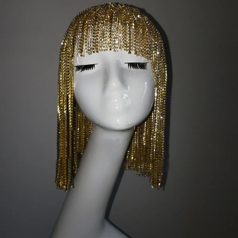 

Бар DS Dj певица танцор головной убор золотая цепочка со стразами парики головной убор мигающий бриллиант костюм сценические аксессуары XS4277