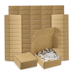 10Pcs Small Kraft Paper Gift Boxes 2.16'' x 2.16'' x 0.98'' for Ornaments Earring Jewelry Wrapping Packaging Cardboard Boxes