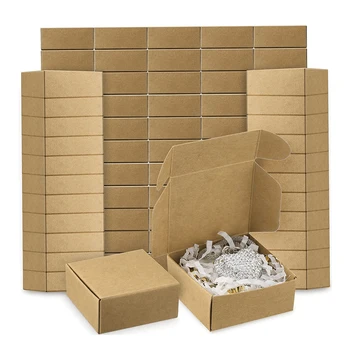 10Pcs Small Kraft Paper Gift Boxes 2.16'' x 2.16'' x 0.98'' for Ornaments Earring Jewelry…