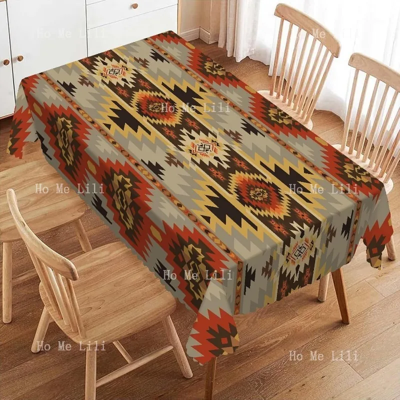 

Geometric Pattern Rectangle Tablecloth American Southwest Native Style Aztec Cloth Kitchen Dining Tablecloths Table Cover
