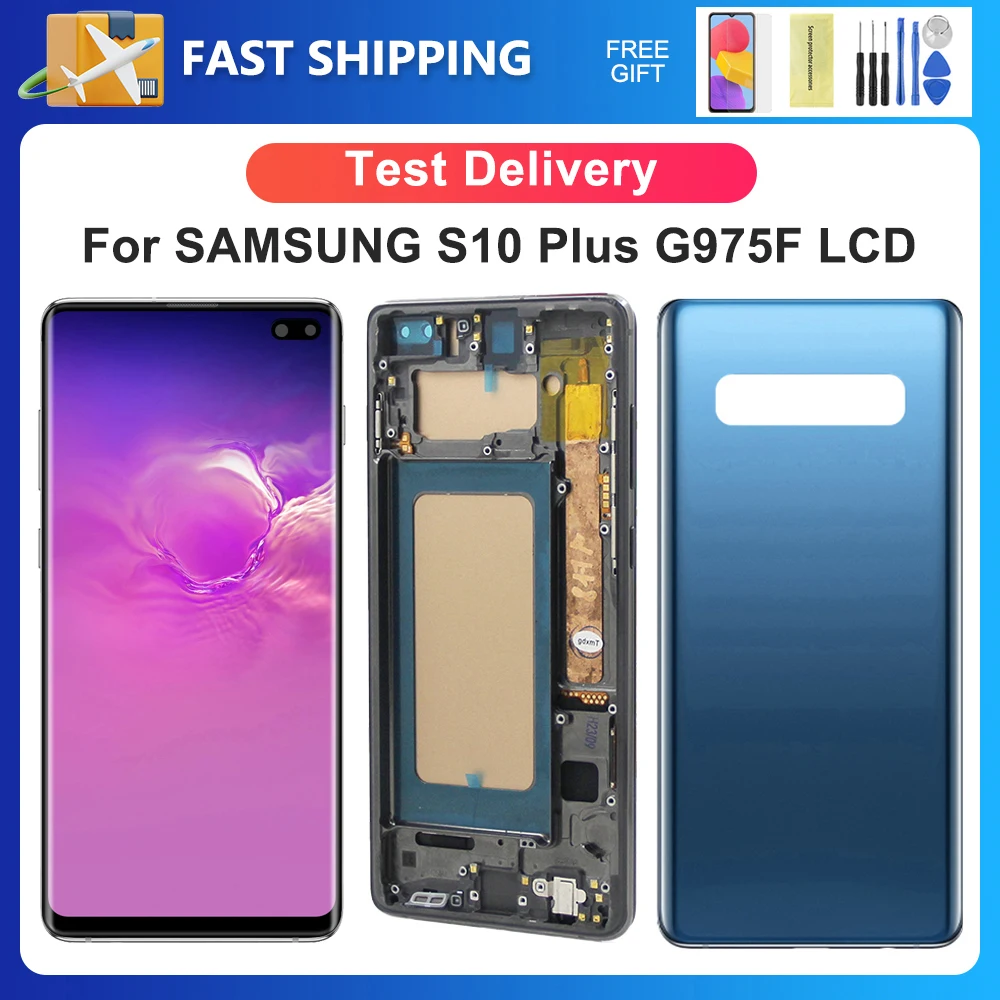 

S10 Plus For Samsung 6.4''Tested S10+ G975F G975U G975W G975 LCD Display Touch Screen Digitizer Assembly Replacement