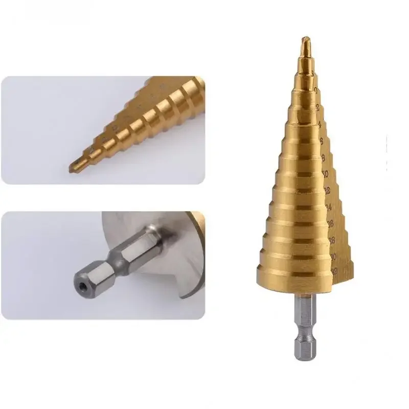 1/3/4pcs 3-12mm 4-12mm 4-20mm HSS Straight Groove Step Drill Bit Titanium Coated Wood Metal Hole Cutter Core Drilling Tools Set