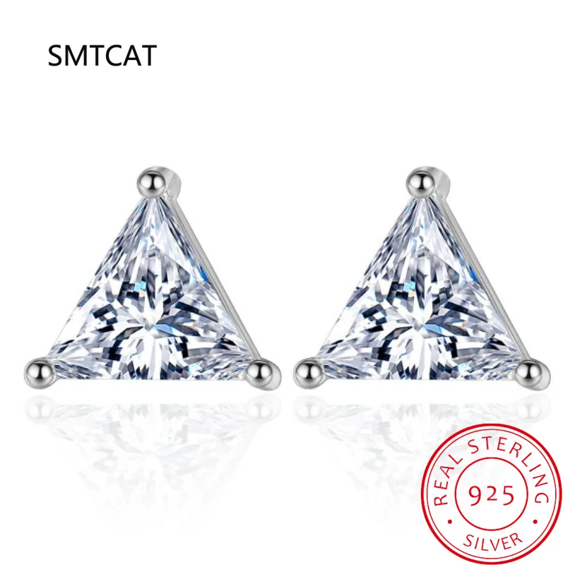 100% 925 Sterling Silver Triangle Cut Created Moissanite Gemstone Wedding Engagement Ear Stud Earrings Fine Jewelry Wholesale