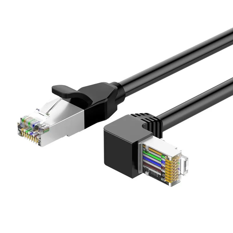 Up Down Left Right Angled 8P8C STP Cat6 Lan Ethernet Network Patch Cord 90 Degree to Straight Cat6 Extension Cable 50cm 1m 3m 5m