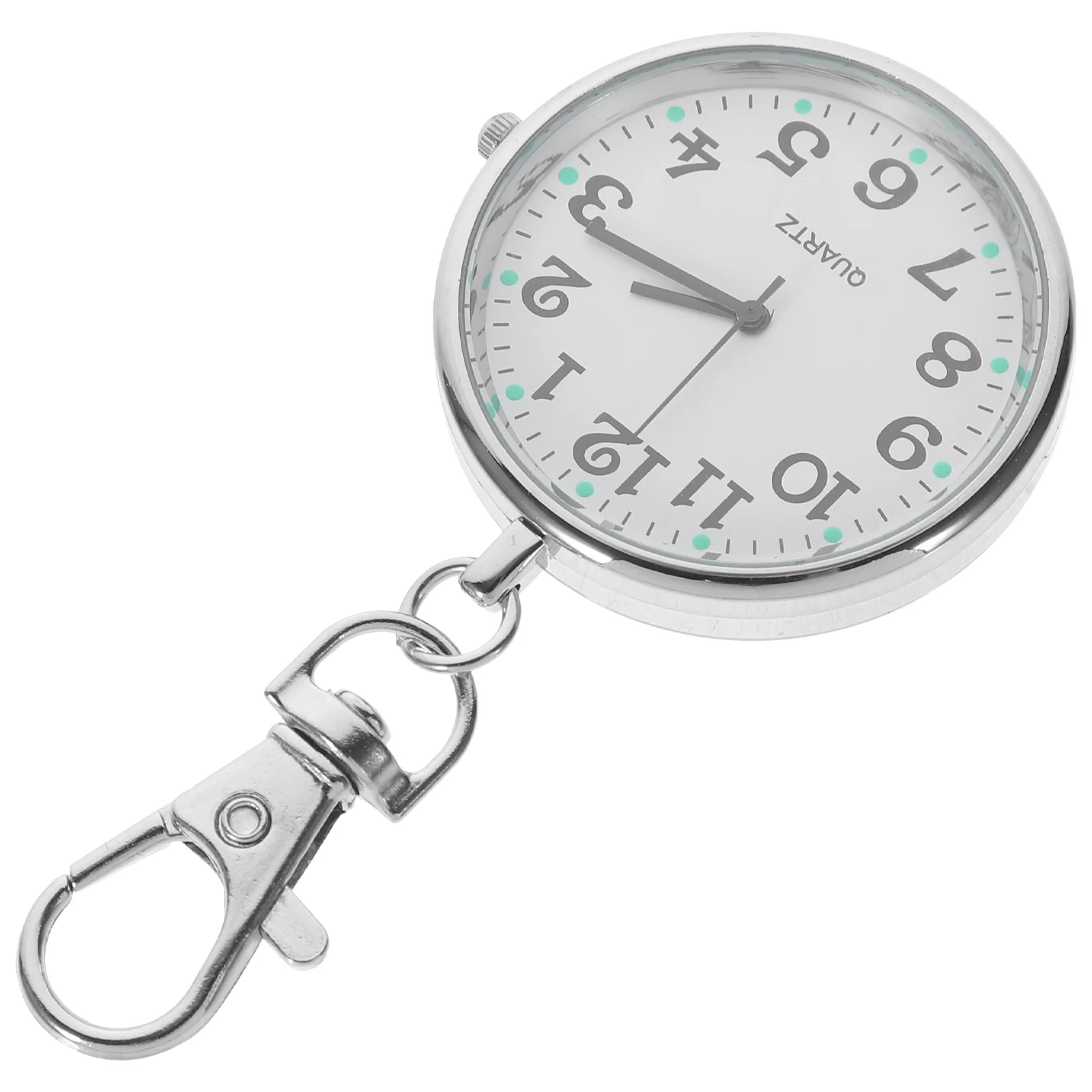 

Nurse Keychain Pocket Hanging Watch Clear Pointer Portable Watch Nurse Watches Women Student Exam Timing Stainless Steel White