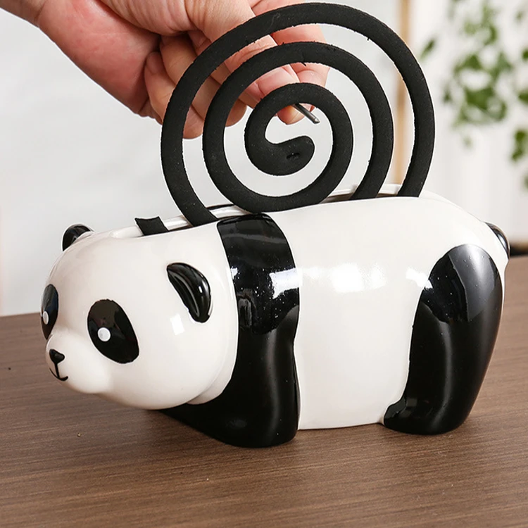 Mosquito Coil Box Household Cartoon Panda Ceramic Mosquito Anti Scald and Fireproof Incense Ash Box