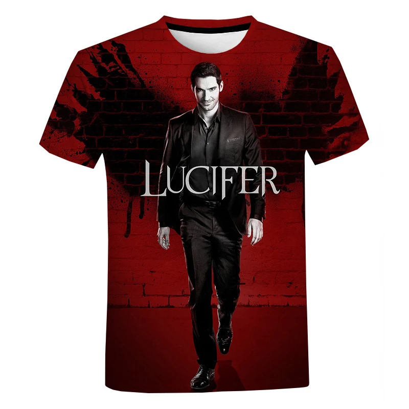 2023 New Hot TV Series Lucifer Men 3D Print T-shirts Women Fashion Casual T Shirt Short Sleeve Tops Streetwear Oversized TShirt