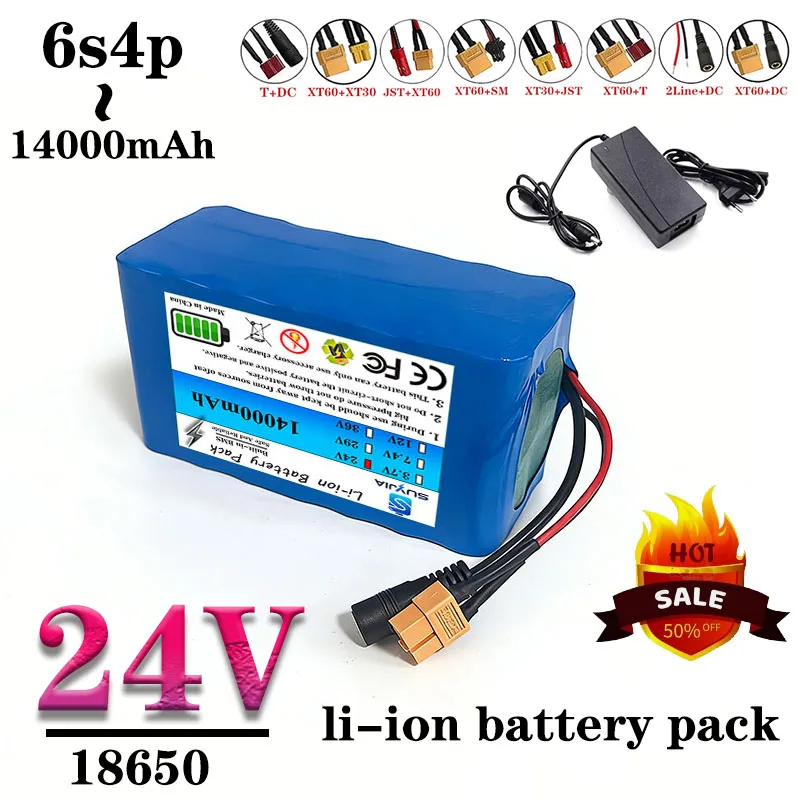 100% Brand New 6s4p 24V 14Ah 18650 Lithium Battery 25.2v 14000mAh Moped/Electric/Lithium Ion Battery
