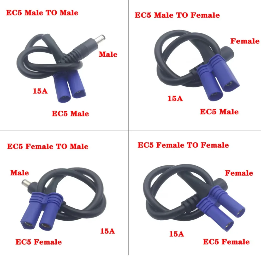 14AWG EC5 To 5.5*2.1mm 5.5*2.5mm DC 5521 5525 Cable Male/Female Plug Adapter Connector 15A High Current Conversion Wire DIY