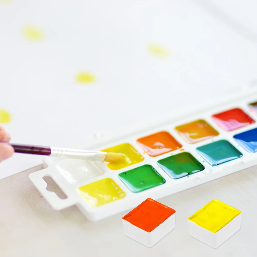 

60Pcs Watercolor Paint Pans Thick Walled White Plastic Empty Half Pans Accurate Capacity Durable DIY Acrylic Oil Painting Travel