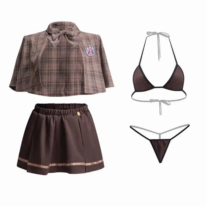 

New Arrival Women's Sexy Two Pieces Roleplay Student Uniform Lady Dress Up Party Cosplay Schoolgirl Lingerie Dress Cute Costumes