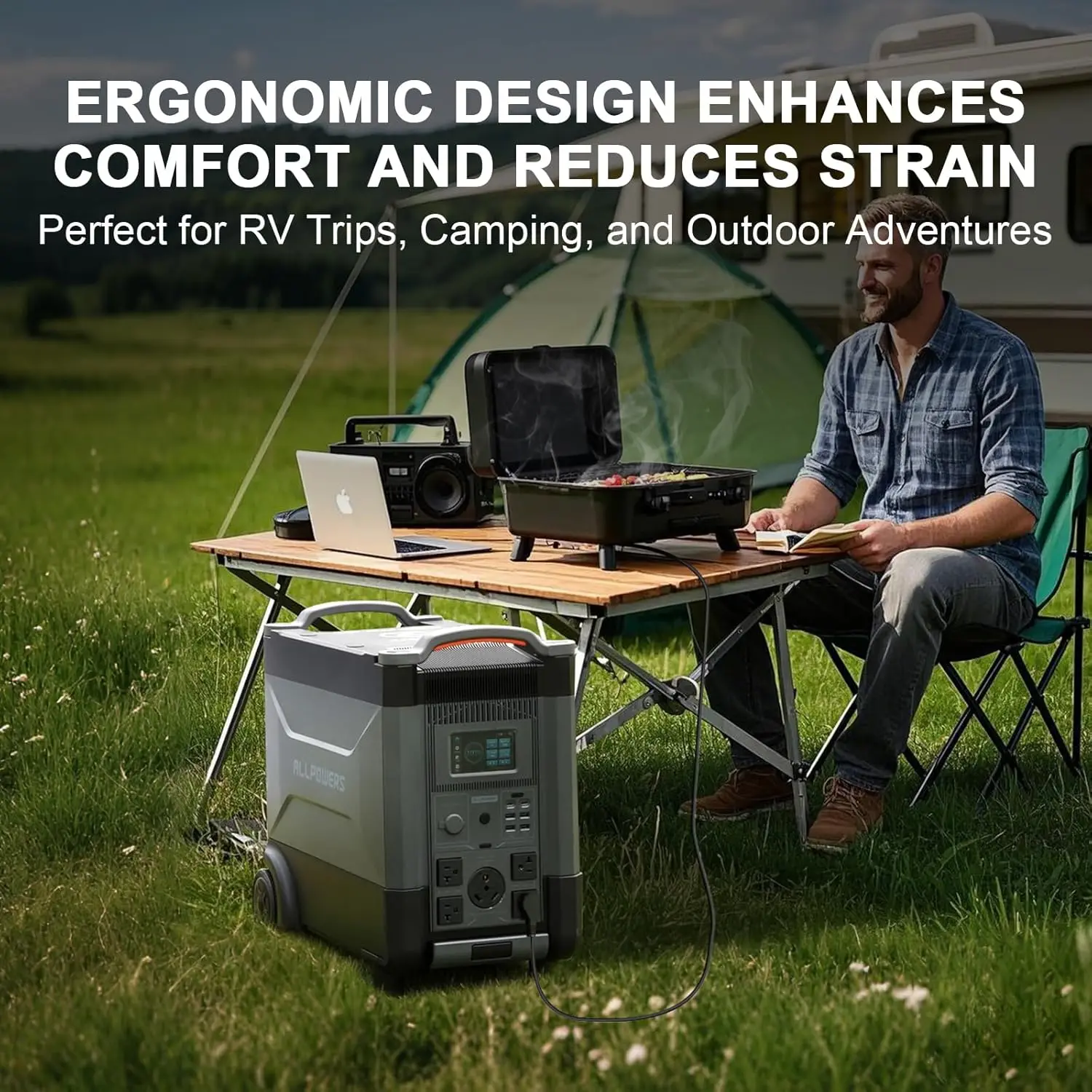 

ALLPOWERS R4000 4000 Вт Портативная электростанция 3600 Втч Солнечный генератор Расширяемая батарея с ИБП для кемпинга Путешествия Отключение электроэнергии