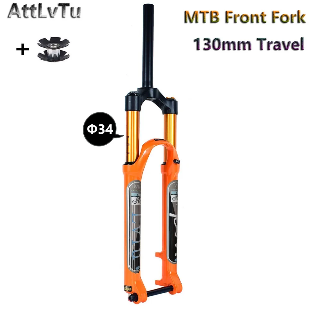 

Rebound Adjust Mountain Bike Fork, Air Shocks, Orange for XC, FR, AM, MTB, Travel 130mm, 27.5 in, 29in, 15mm × 100mm Axle