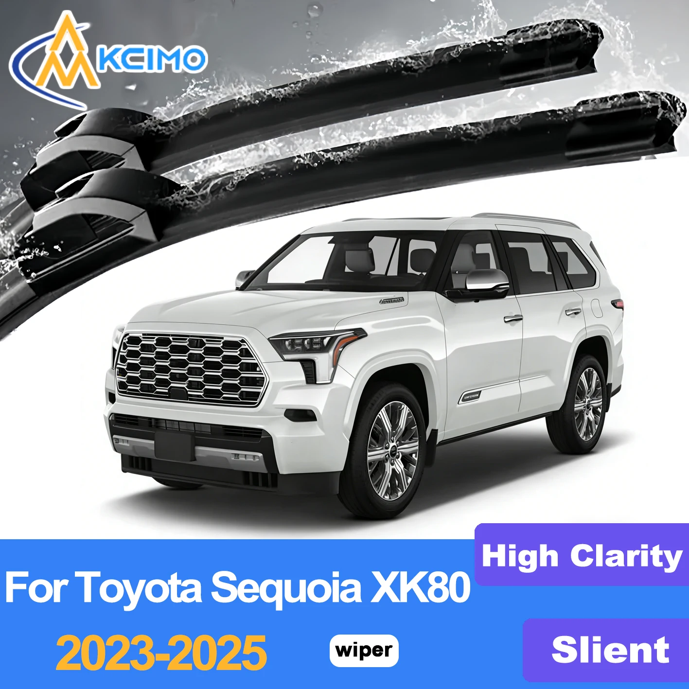 

KCIMO 2PCS Front Wiper Blades For Toyota Sequoia XK80 2023-2025, Rubber Material Anti-UV Low Noise Operation