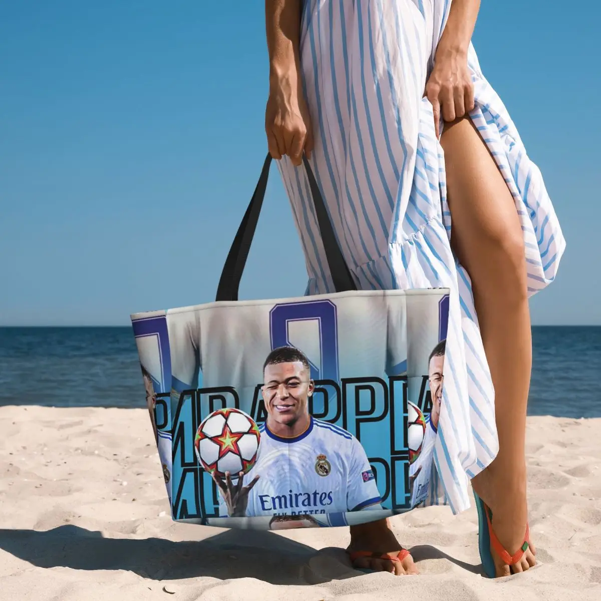 Football KM Mbappe Soccer Beach Tote Bag Sport Gym Yoga Duffle Large Tote Bag Women Travel Bag Fitness bag