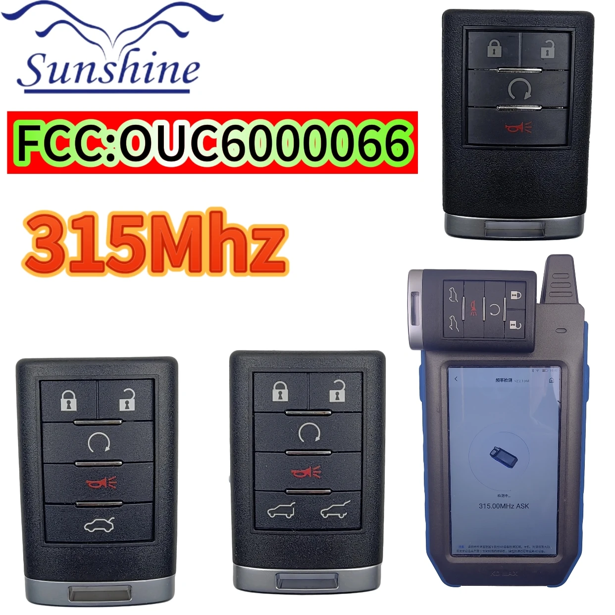 

For Cadillac Escalade CTS ATS XTS XLS STS Seville Chevrolet C7 315MHZ World available PCBFCC:OUC6000066 Smart Car Remote Key