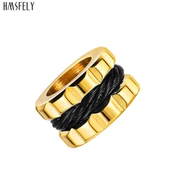 HMSFELY Black Steel Wire Inlay Charms Beads For DIY Bracelet Jewelry Making Findings 316l Stainless Steel Metal Spacer Beads