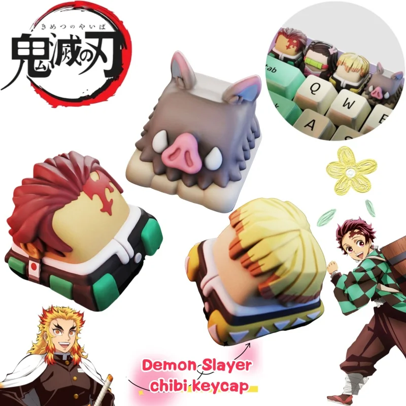 

Demon Slayer Tanjiro Kamado Hashibira Inosuke Q version keyboard cap creative high-appearance 3D cross-axis keycap accessory