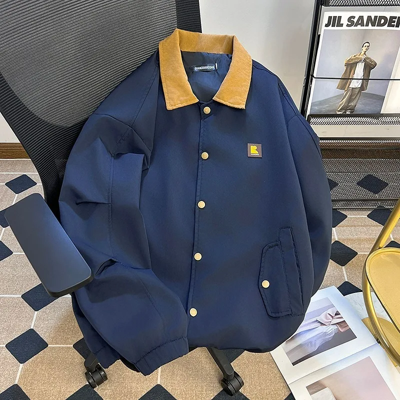 

Куртка с цветными вставками в японском стиле ретро, мужская свободная повседневная куртка Harlington, модная брендовая куртка с длинными рукавами на весну и осень