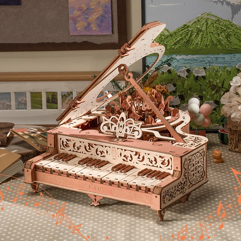 

NEW DIY 3D Wooden Puzzle Mini Time Piano Can Play Miniature Model Kits Assembly Jigsaw Puzzles for Friends Birthday Gifts