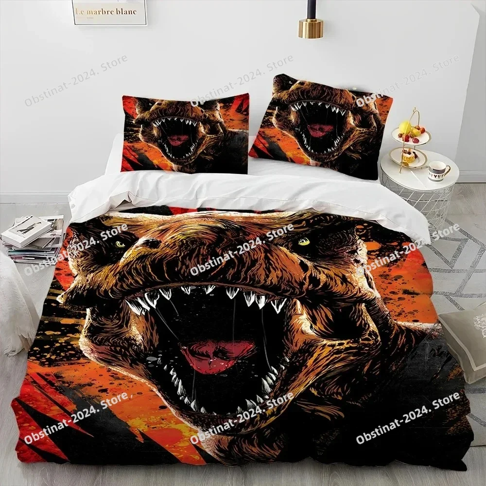 

3D Cartoon Dinosaur Illusion Comforter Bedding Set,Duvet Cover Bed Set Quilt Cover Pillowcase,Queen Bedding Set for Child Gift
